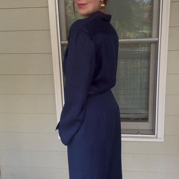 Vintage 1990s Navy Blue Military Inspired Utility Dress - Picture 15 of 16
